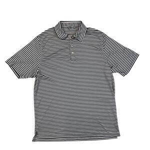Ashworth XL Golf Polo Shirt Striped Navy White Performance Polyester Mens